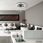 Preview: Globo LED Deckenventilator Cirilla 30W dimmbar Fernbedienung CCT warm-/tageslichtweiss Schwarz matt klar Acrylkristalle Ø48cm