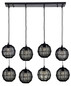 Preview: Globo Pendelleuchte Hermi II 8-flammig E27 Schwarz matt Metall Metallgeflecht 140x94cm