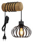 Preview: Globo Wandleuchte Caldwell E27 Braun schwarz matt Holz Metallstäbe 59x20cm