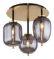 Preview: Globo Deckenleuchte Blacky I 3-flammig E14 Messingfarben matt rauchfarben Metall Glas Ø46cm