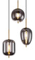 Preview: Globo Pendelleuchte Blacky I 3-flammig E14 Messingfarben Metall Glas Ø46cm