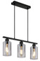 Preview: Globo Pendelleuchte Hadera 3-flammig E27 Schwarz matt rauchfarben Metall Glas 140x50cm