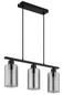 Preview: Globo Pendelleuchte Hadera 3-flammig E27 Schwarz matt rauchfarben Metall Glas 140x50cm