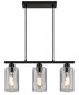 Preview: Globo Pendelleuchte Hadera 3-flammig E27 Schwarz matt rauchfarben Metall Glas 140x50cm