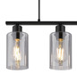 Preview: Globo Pendelleuchte Hadera 3-flammig E27 Schwarz matt rauchfarben Metall Glas 140x50cm