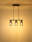 Preview: Globo Pendelleuchte Hadera 3-flammig E27 Schwarz matt rauchfarben Metall Glas 140x50cm