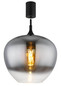 Preview: Globo Pendelleuchte Maxy E27 Schwarz matt rauchfarben Metall Glas Ø40cm