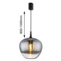 Preview: Globo Pendelleuchte Maxy E27 Schwarz matt rauchfarben Metall Glas Ø40cm