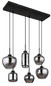 Preview: Globo Pendelleuchte Matt 6-flammig E27 Schwarz matt rauchfarben Metall Glas 120x87cm