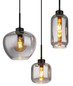 Preview: Globo Pendelleuchte Matt 6-flammig E27 Schwarz matt rauchfarben Metall Glas 120x87cm