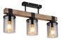 Preview: Globo Deckenleuchte Lila 3-flammig E27 Schwarz matt rauchfarben Metall Glas 52x29cm