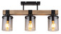 Preview: Globo Deckenleuchte Lila 3-flammig E27 Schwarz matt rauchfarben Metall Glas 52x29cm