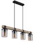 Preview: Globo Pendelleuchte Lila 4-flammig E27 Schwarz matt rauchfarben Metall Glas 133x73cm