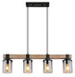 Preview: Globo Pendelleuchte Lila 4-flammig E27 Schwarz matt rauchfarben Metall Glas 133x73cm