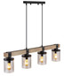Preview: Globo Pendelleuchte Lila 4-flammig E27 Schwarz matt rauchfarben Metall Glas 133x73cm