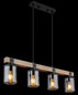 Preview: Globo Pendelleuchte Lila 4-flammig E27 Schwarz matt rauchfarben Metall Glas 133x73cm