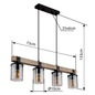 Preview: Globo Pendelleuchte Lila 4-flammig E27 Schwarz matt rauchfarben Metall Glas 133x73cm
