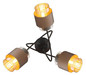 Preview: Globo Deckenleuchte Milley 3-flammig E27 Schwarz matt amber Metall Glas Ø43cm