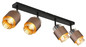 Preview: Globo Strahler Milley 4-flammig E27 Schwarz matt amber Metall Glas 65x12,5cm