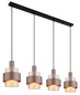 Preview: Globo Pendelleuchte Milley 4-flammig E27 Schwarz matt amber Metall Glas 150x110cm