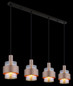 Preview: Globo Pendelleuchte Milley 4-flammig E27 Schwarz matt amber Metall Glas 150x110cm