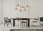 Preview: Globo Pendelleuchte Milley 6-flammig E27 Schwarz matt amber Metall Glas 150x96cm