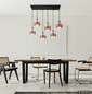 Preview: Globo Pendelleuchte Milley 6-flammig E27 Schwarz matt amber Metall Glas 150x96cm