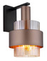 Preview: Globo Wandleuchte Milley E27 Schwarz matt amber Metall Glas 29,5x18,5cm