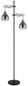 Preview: Globo Stehleuchte Ryan 2-flammig E27 Schwarz matt rauchfarben Metall Glas 168cm