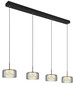 Preview: Globo LED Pendelleuchte Fogsy 32W neutralweiss Schwarz matt rauchfarben Metall Glas 150x105cm
