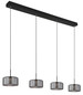 Preview: Globo LED Pendelleuchte Fogsy 32W neutralweiss Schwarz matt rauchfarben Metall Glas 150x105cm