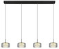 Preview: Globo LED Pendelleuchte Fogsy 32W neutralweiss Schwarz matt rauchfarben Metall Glas 150x105cm
