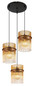 Preview: Globo Pendelleuchte Gorley 3-flammig E27 Schwarz matt amber Metall Glasstäbe Ø47cm