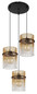 Preview: Globo Pendelleuchte Gorley 3-flammig E27 Schwarz matt amber Metall Glasstäbe Ø47cm
