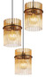 Preview: Globo Pendelleuchte Gorley 3-flammig E27 Schwarz matt amber Metall Glasstäbe Ø47cm