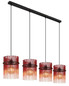 Preview: Globo Pendelleuchte Gorley 4-flammig E27 Schwarz matt brombeerfarben Metall Glasstäbe 140x110cm
