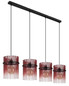 Preview: Globo Pendelleuchte Gorley 4-flammig E27 Schwarz matt brombeerfarben Metall Glasstäbe 140x110cm