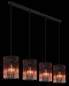 Preview: Globo Pendelleuchte Gorley 4-flammig E27 Schwarz matt brombeerfarben Metall Glasstäbe 140x110cm