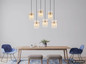 Preview: Globo Pendelleuchte Gorley 6-flammig E27 Goldfarben matt opal Metall Glasstäbe 125x92,5cm