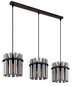 Preview: Globo Pendelleuchte Gorley II 3-flammig E27 Schwarz matt rauchfarben Metall Glasstäbe 120x80cm