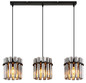 Preview: Globo Pendelleuchte Gorley II 3-flammig E27 Schwarz matt rauchfarben Metall Glasstäbe 120x80cm