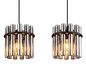 Preview: Globo Pendelleuchte Gorley II 3-flammig E27 Schwarz matt rauchfarben Metall Glasstäbe 120x80cm