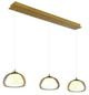 Preview: Globo LED Pendelleuchte Avila 35W dimmbar Fernbedienung CCT warm-/tageslichtweiss Goldfarben gebürstet amber Metall Glas 150x117cm