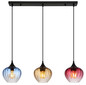 Preview: Globo Pendelleuchte Sander 3-flammig E27 Schwarz matt blau verlaufend Metall Glas 150x80cm