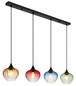 Preview: Globo Pendelleuchte Sander 4-flammig E27 Schwarz matt verlaufend Metall Glas 120x111cm