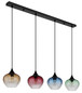Preview: Globo Pendelleuchte Sander 4-flammig E27 Schwarz matt verlaufend Metall Glas 120x111cm
