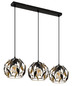 Preview: Globo Pendelleuchte Mika 3-flammig E27 Schwarz matt goldfarben Metall 150x74cm