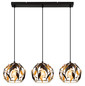 Preview: Globo Pendelleuchte Mika 3-flammig E27 Schwarz matt goldfarben Metall 150x74cm