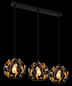 Preview: Globo Pendelleuchte Mika 3-flammig E27 Schwarz matt goldfarben Metall 150x74cm