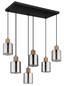 Preview: Globo Pendelleuchte Aleidis 6-flammig E27 Schwarz matt rauchfarben Metall Glas 120x67cm